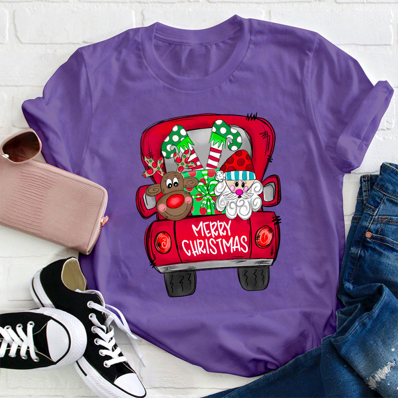 Merry Christmas Truck Teacher T-Shirt
