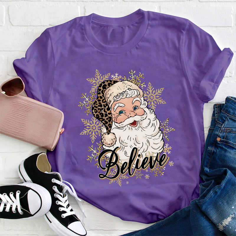 Ho Ho Ho Believe Christmas Teacher T-Shirt