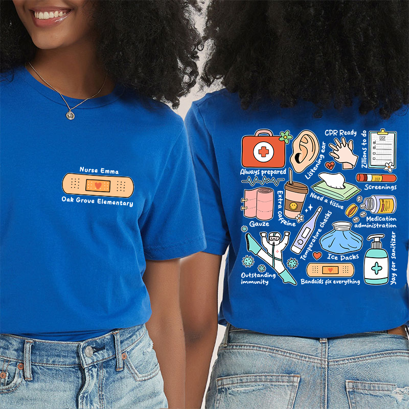 Personalized School Nurse Two Sided T-Shirt