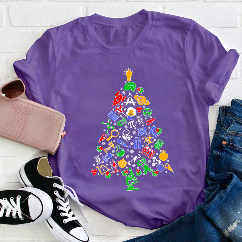Physics And Chemistry Christmas Tree Teacher T-Shirt
