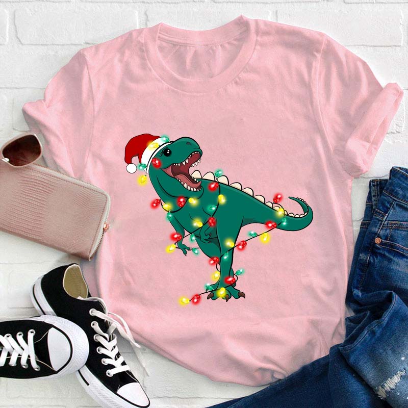 Cute Dino Christmas Teacher T-Shirt