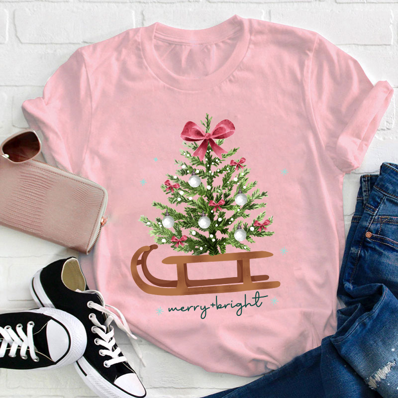 Merry And Bright Teacher T-Shirt