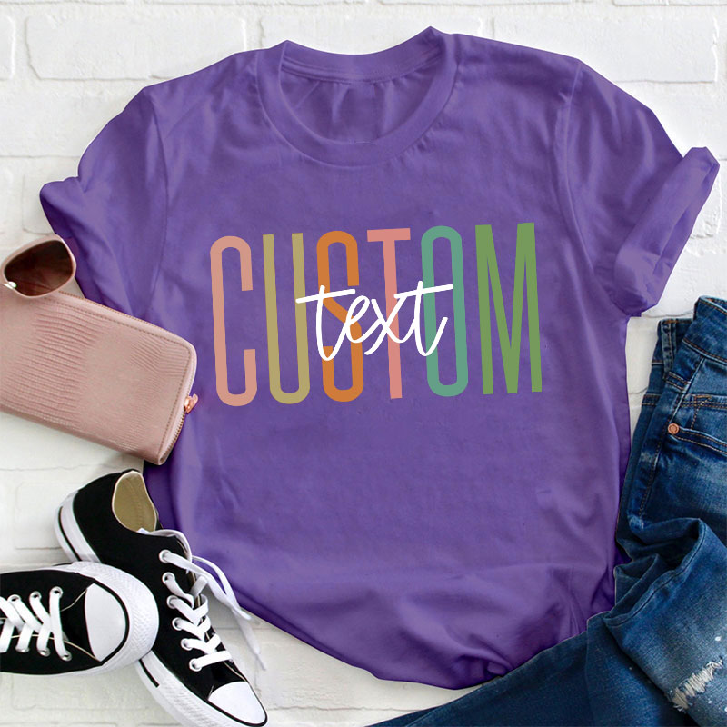 Personalized Retro Color Simple Letters Teacher T-Shirt