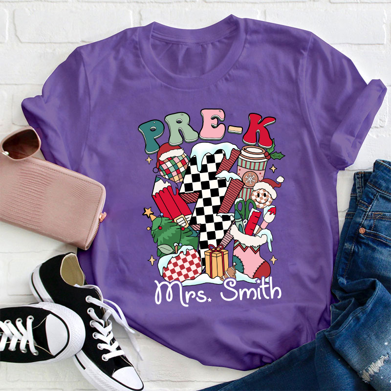 Personalized Decorated For Christmas Teacher T-Shirt