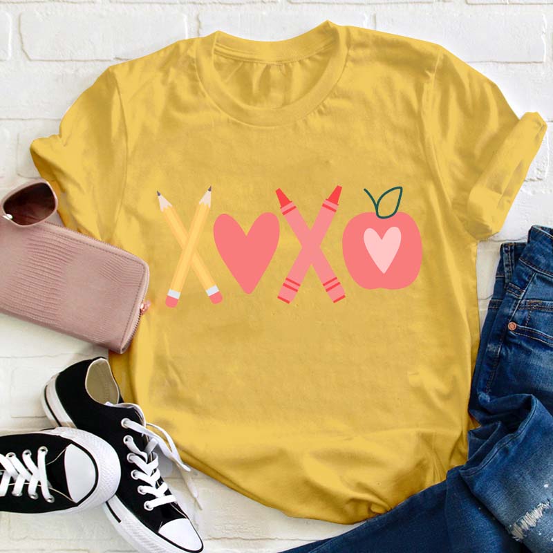 Pencil Crayon Apple Teacher T-Shirt