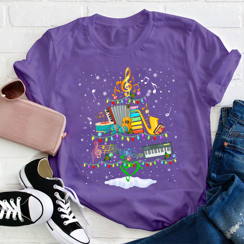 Christmas Music Christmas Tree Teacher T-Shirt