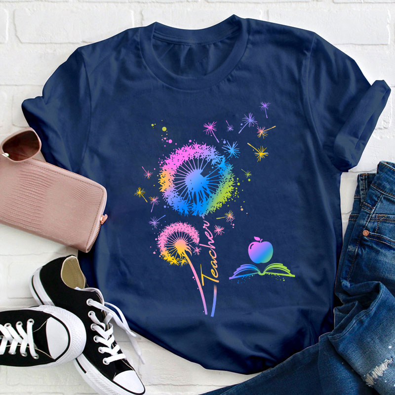 Colorful Dandelions Teacher T-Shirt