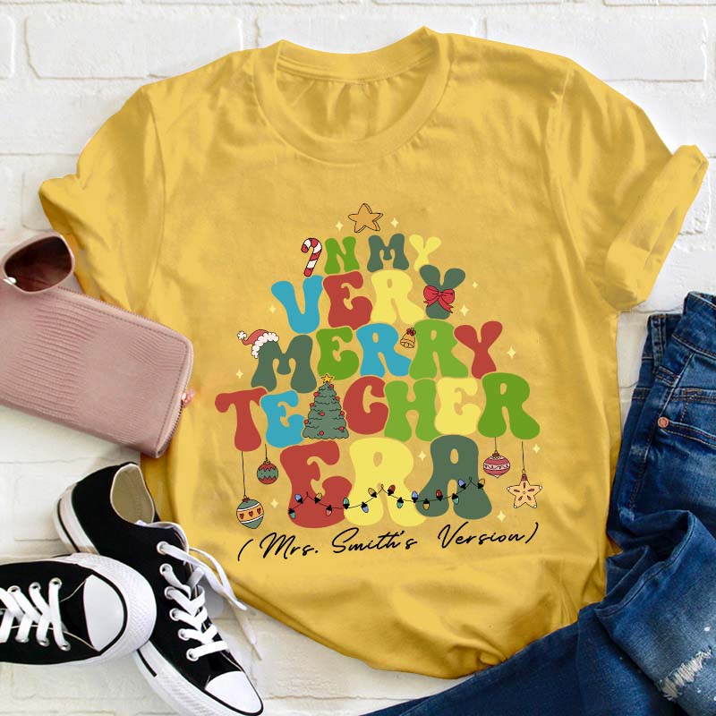 Personalized In My Very Merry Teacher's Era Teacher T-Shirt
