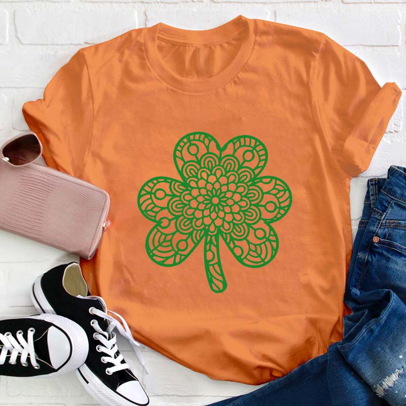 Pretty Shamrock Mandala Teacher T-Shirt