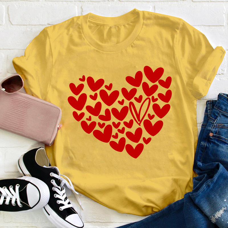 Red Heart Of Hearts Teacher T-Shirt