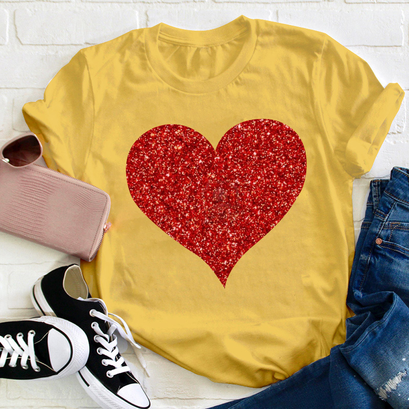 Glitter Heart Teacher T-Shirt