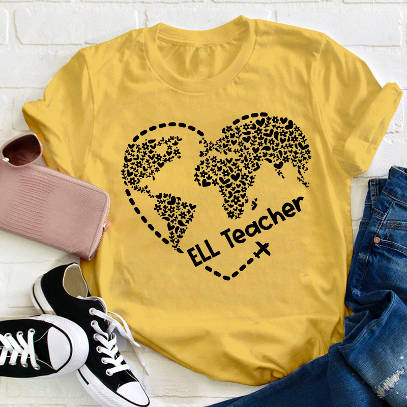 Ell Cute Heart Shape Teacher T-Shirt
