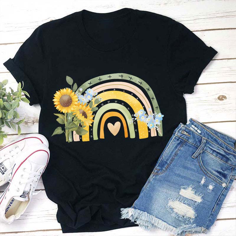 Sunflower Rainbow Teacher T-Shirt
