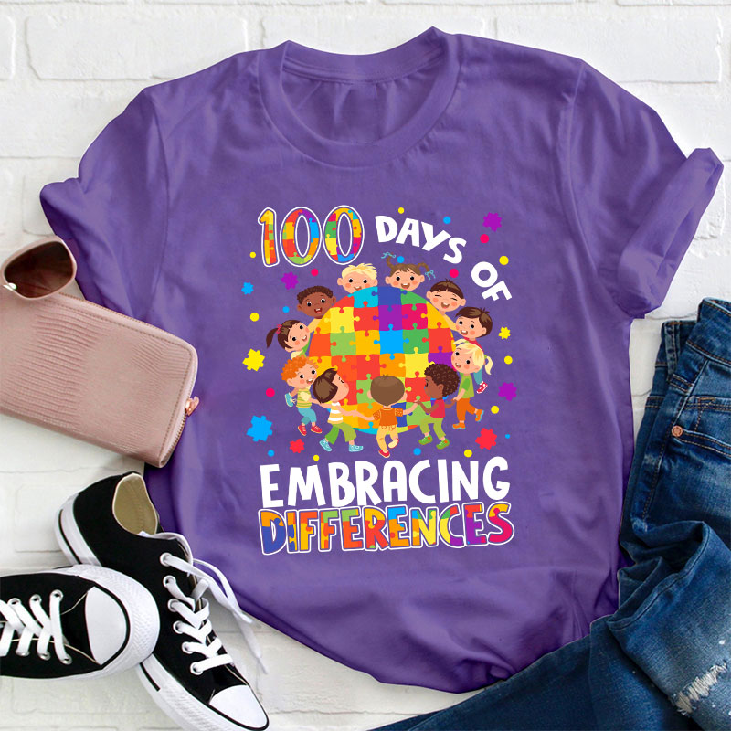 100 Days Of Embracing Differences Teacher T-Shirt