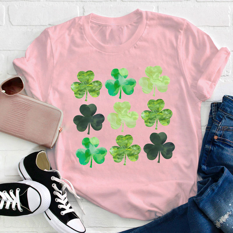 Watercolor Clover Teacher T-Shirt