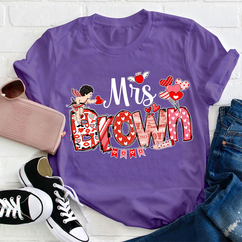Personalized Valentine Cute Teacher T-Shirt