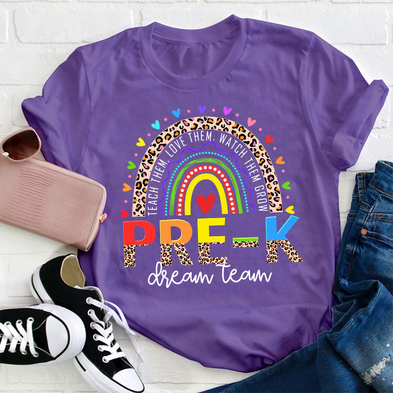 Personalized Grade Leopard Rainbow Teacher T-Shirt