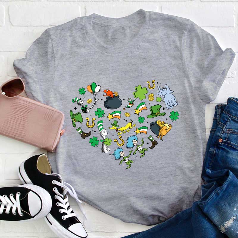 St Patrick Day Love Heart Teacher T-Shirt