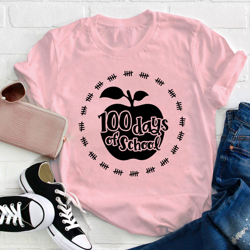 100 Days Of School Apple Teacher T-Shirt