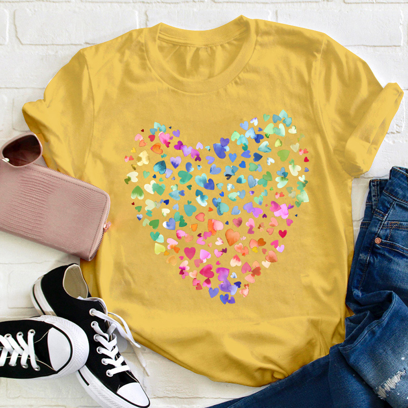 Colorful Heart Teacher T-Shirt