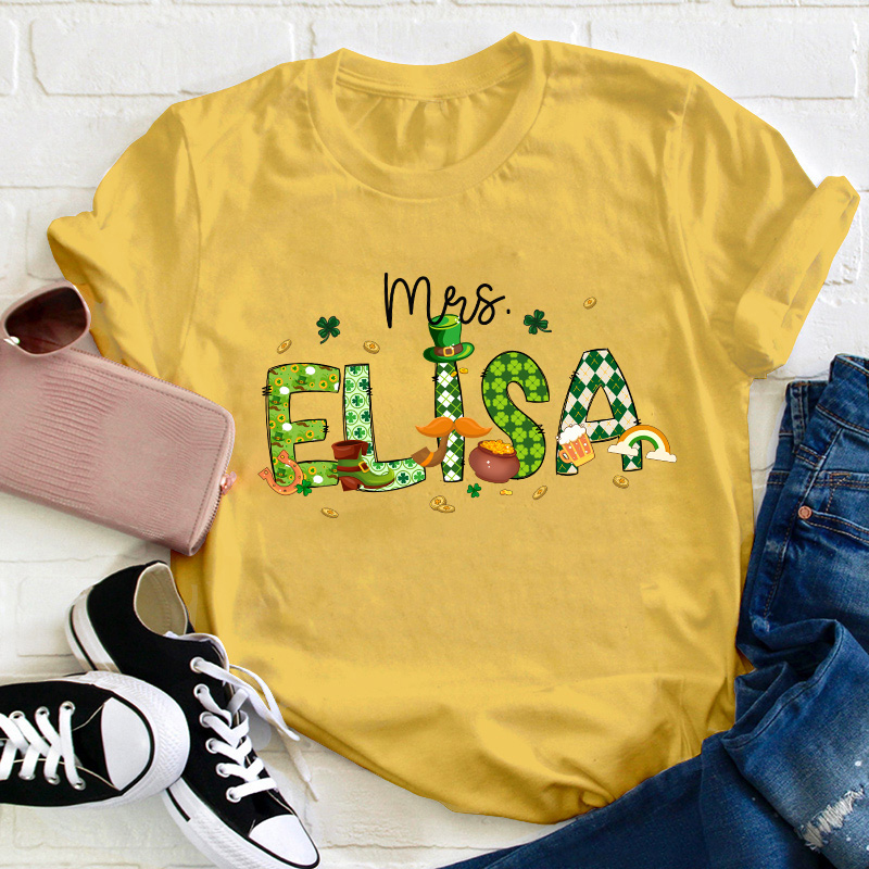 Personalized St Patricks Day Name Teacher T-Shirt