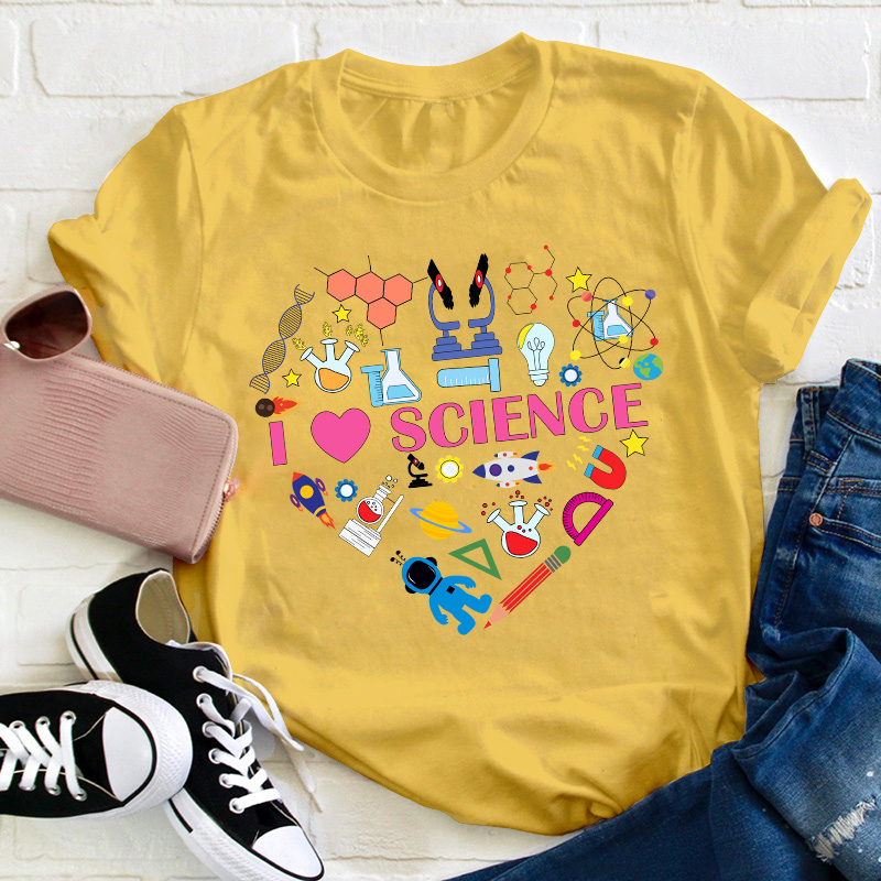 I Love Science Science Heart Teacher T-Shirt