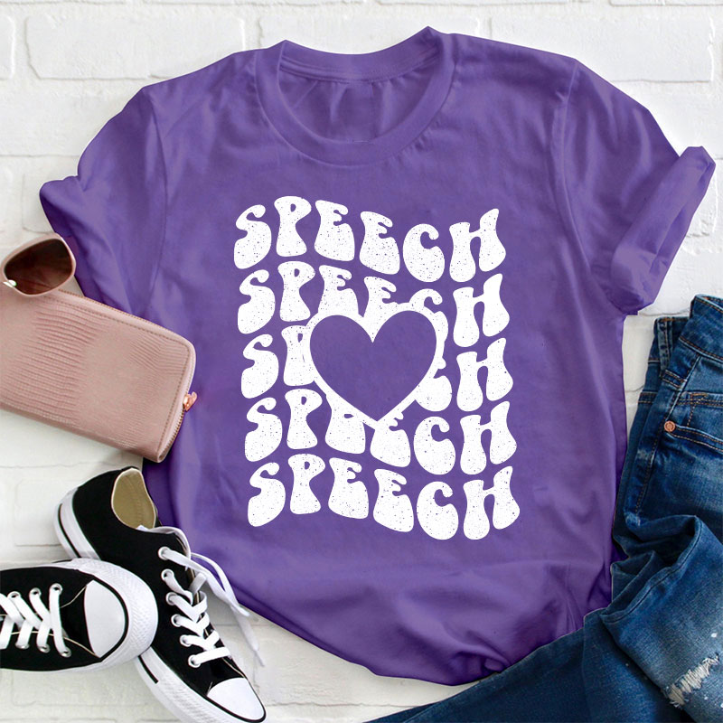 Speech Speech Love Heart Teacher T-Shirt