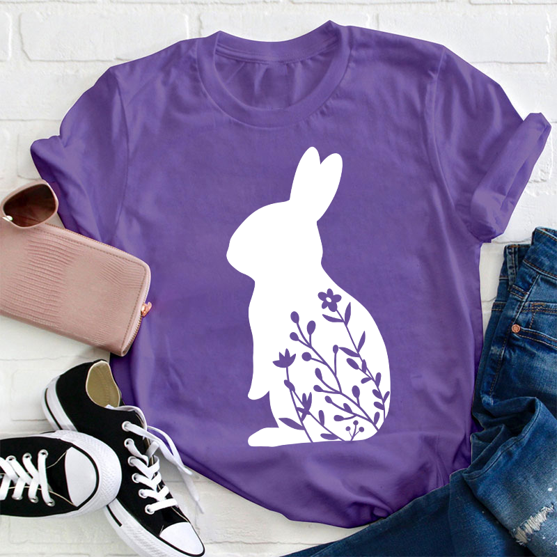 Floral Rabbit Teacher T-Shirt