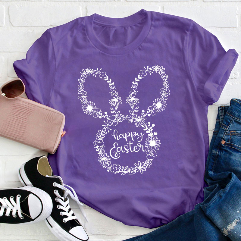 Wildflower Easter Bunny Teacher T-Shirt