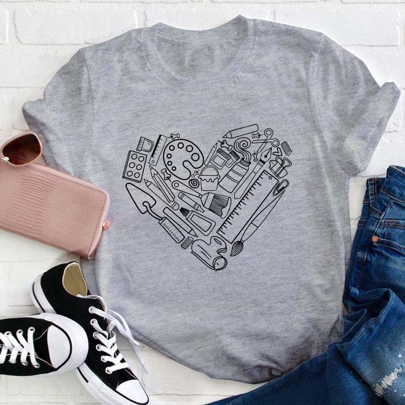 Art Heart Shape Teacher T-Shirt