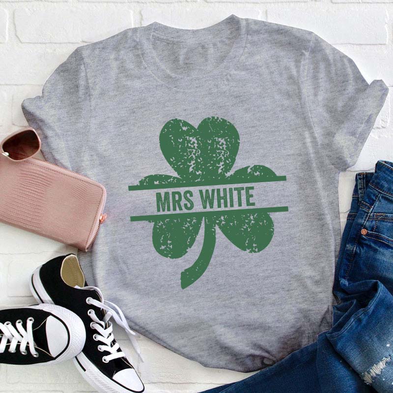 Personalized Lucky Clovers Teacher T-Shirt