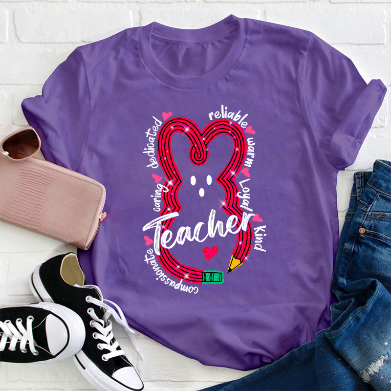 Bunny Pencil Teacher T-Shirt