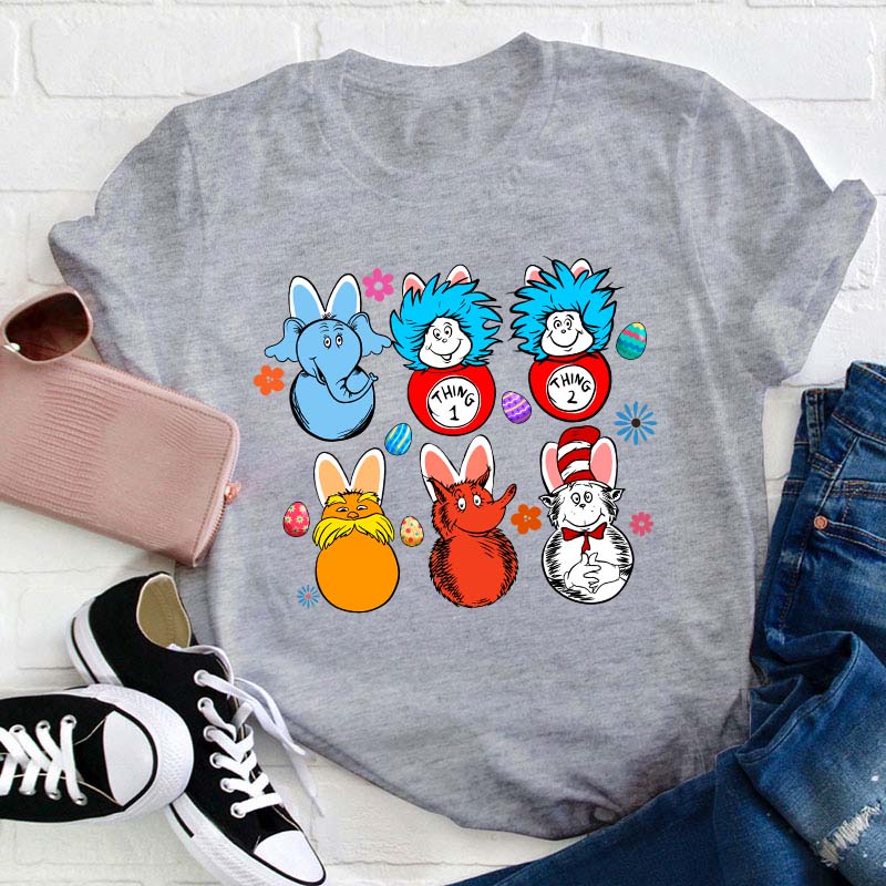 Easter Cartoon Bunny Teacher T-Shirt