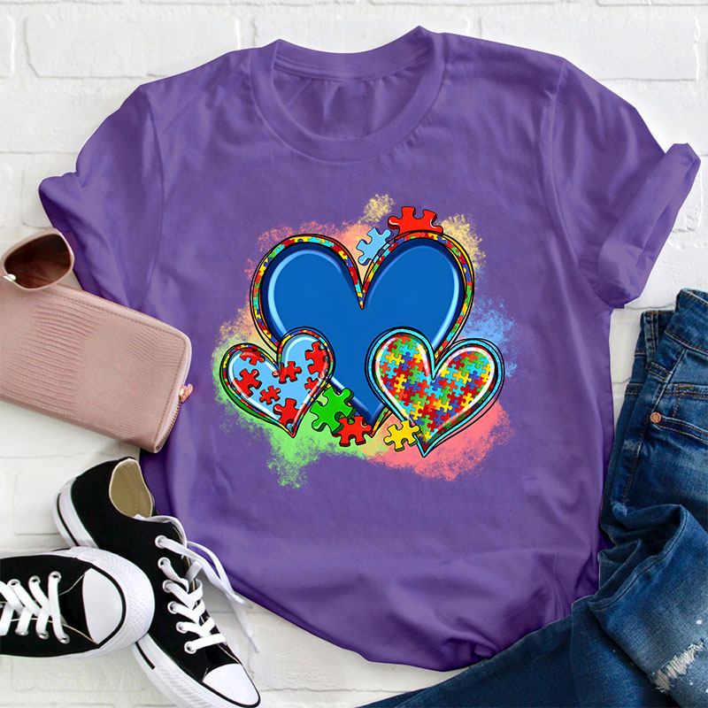 Autism Heart Neurodiversity Teacher T-Shirt