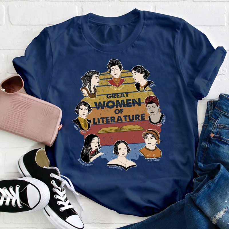 Retro Style Great Women Of Literature Teacher T-Shirt