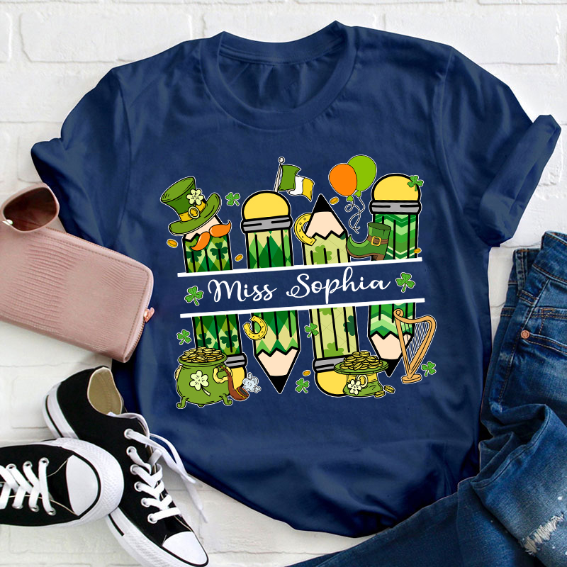 Personalized St Patricks Name Teacher T-Shirt