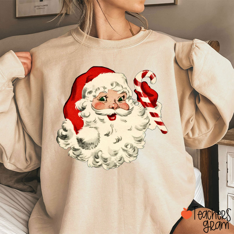 Retro Style Santa Claus Teacher Sweatshirt