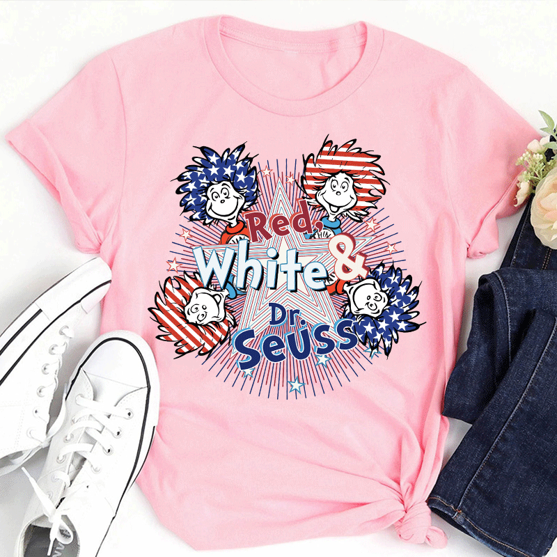 Red White And Things Teacher T-Shirt