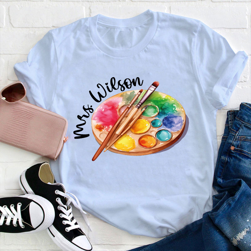 Personalized Artist Palette Teacher T-Shirt