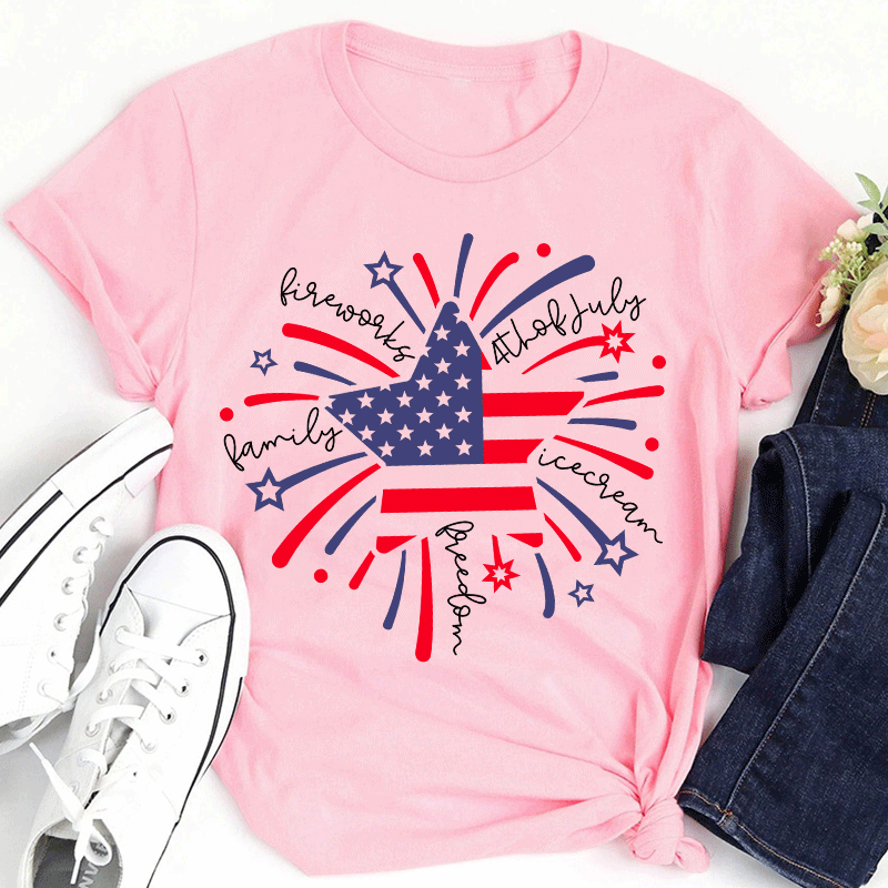 Firework 4th of July Teacher T-Shirt