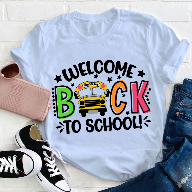 Welcome Back To School School Bus Print Teacher T-Shirt