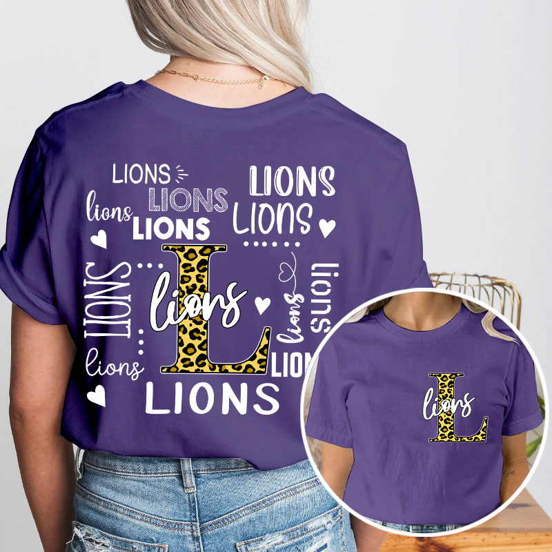Personalized Leopard School Mascot Teacher Two Sided T-Shirt