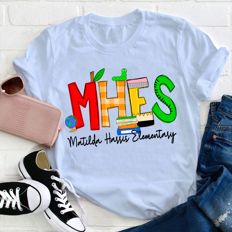 Personalized School Initials And Name Teacher T-Shirt