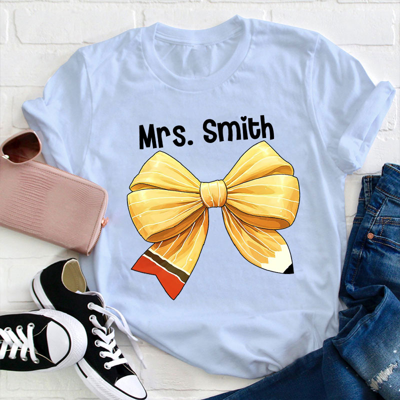 Personalized Name Teacher Bow Teacher T-Shirt