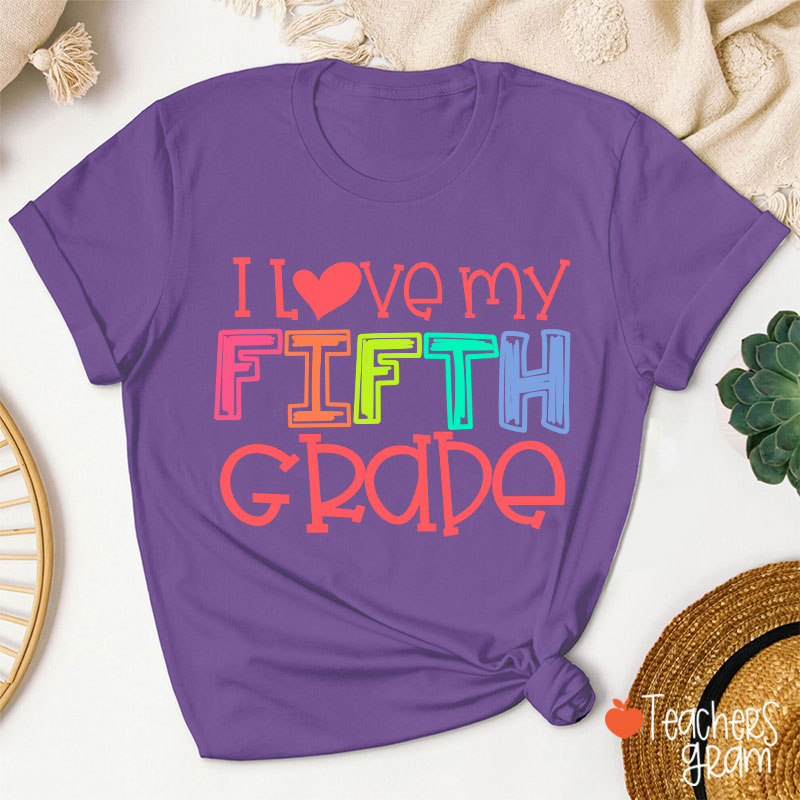 Personalized I Love My Little Kiddo Grade Teacher T-Shirt