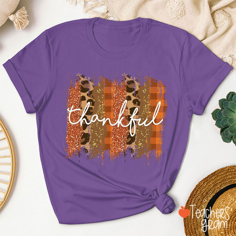 Thankful Leopard Teacher T-Shirt