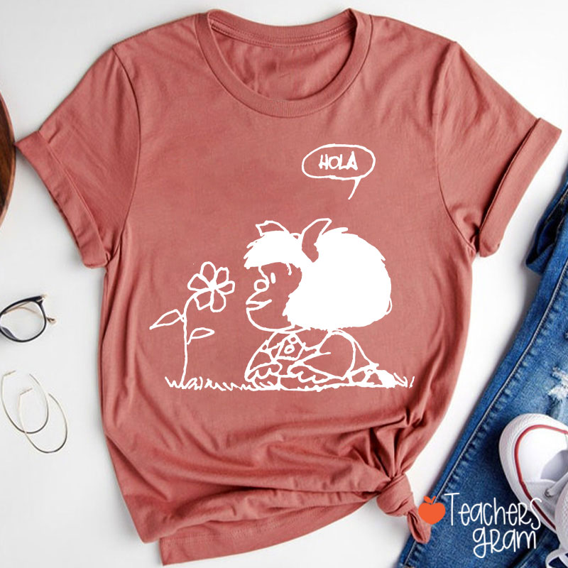 Hola Flower Spanish Teacher T-Shirt