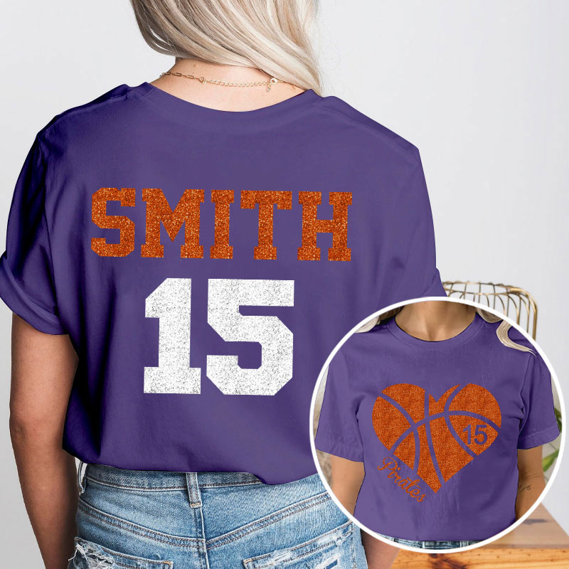 Personalized Mascot And Heart Sport Game Day Teacher Two Sided T-Shirt