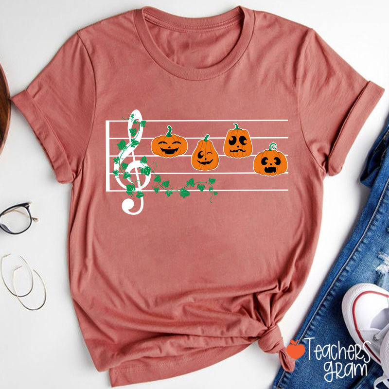 Pumpkins Music Notes Halloween Teacher T-Shirt