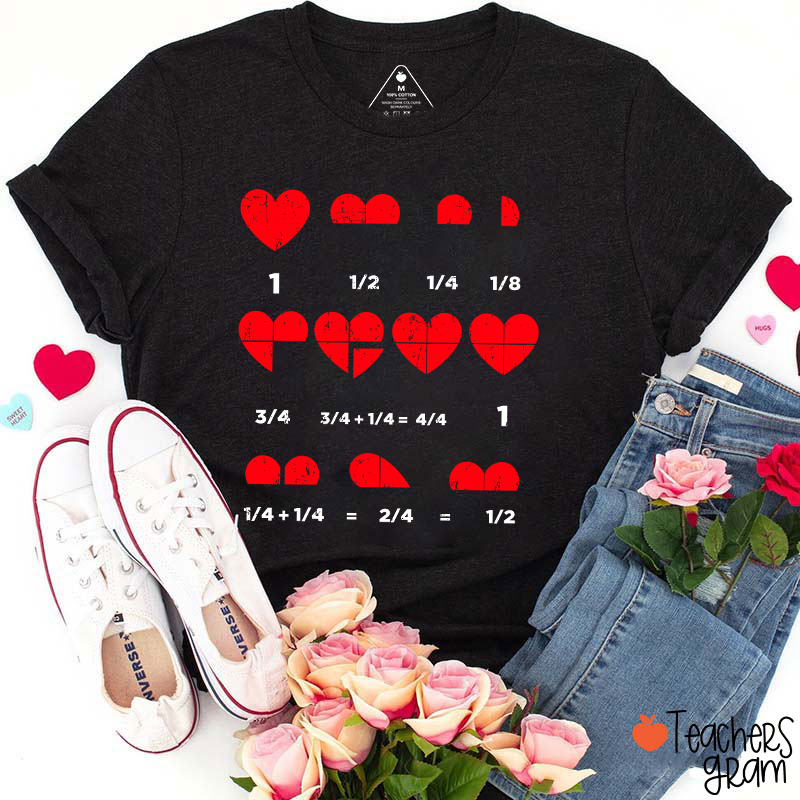 Math Red Hearts Teacher T-Shirt